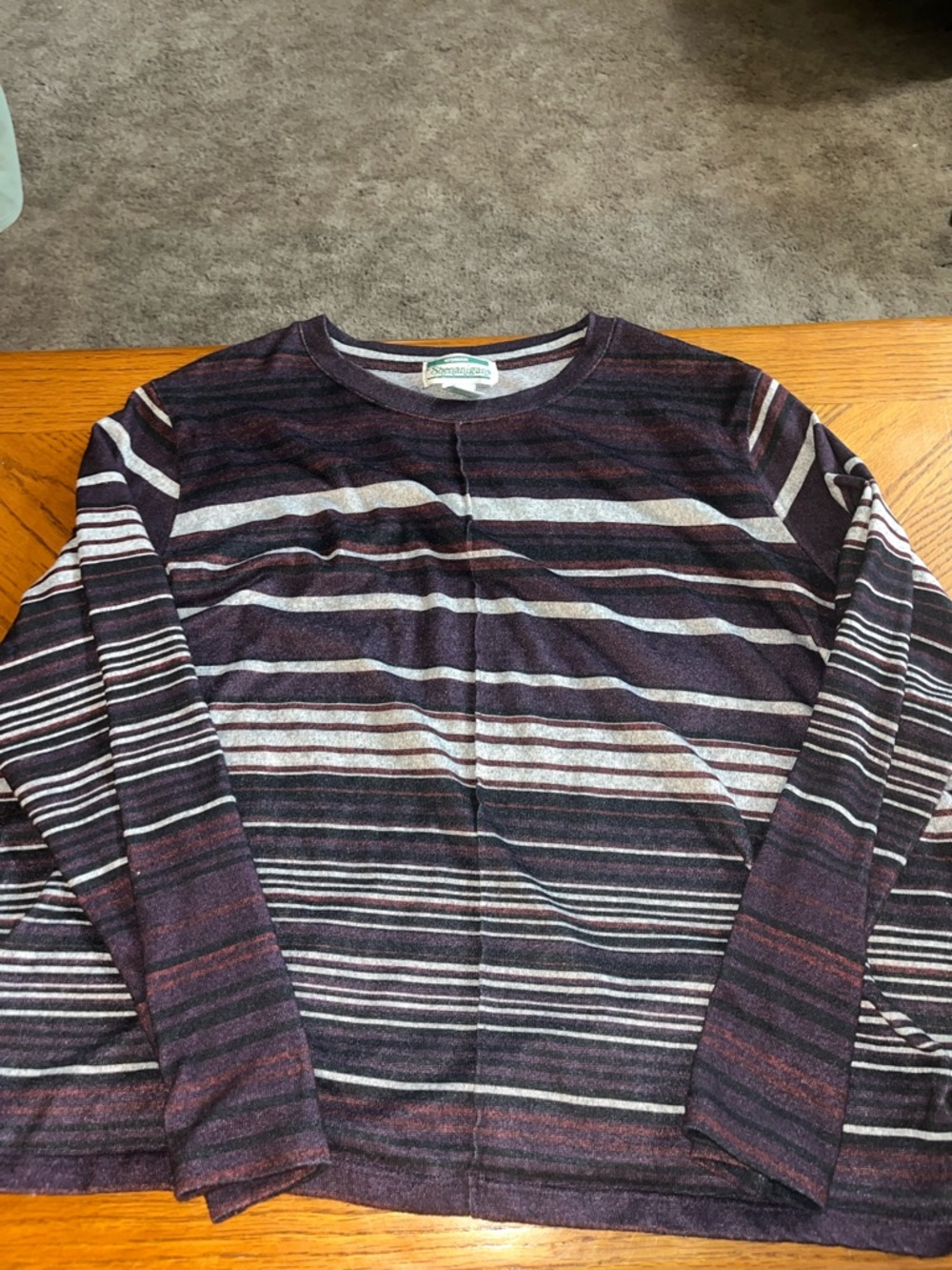 Vintage Shenanigans Long-Sleeve Striped Crewneck Top - Purple Stripe